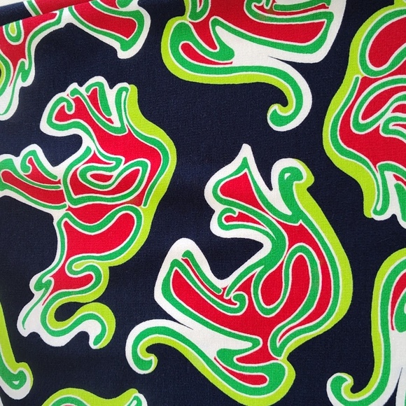 Crown & Ivy Dress Knee Length Size L Preppy Knit Elephant Print Black Red Green - Picture 10 of 12